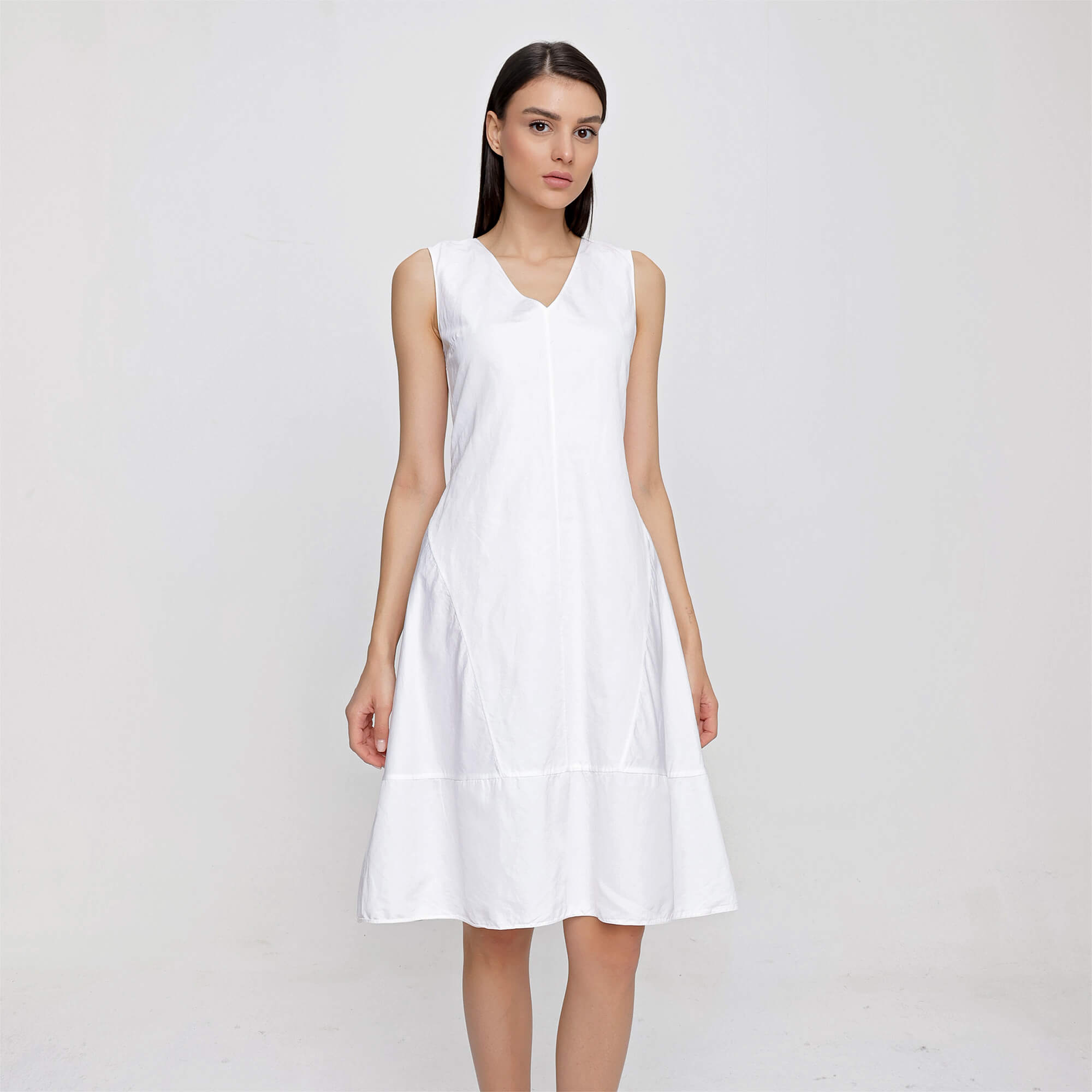 Marni - White V neck Sleeveless Dress